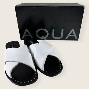 AQUA AQ Silky White Slide Sandals Women’s 8.5